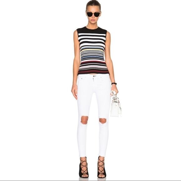 Rag and Bone Distressed White Skinny Crop Jeans - Picture 1 of 8